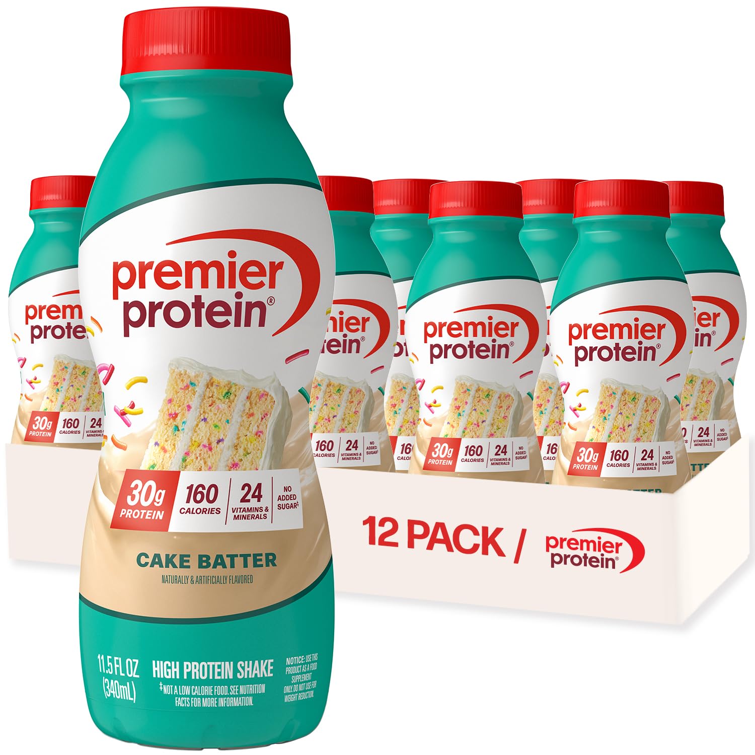 Premier Protein Shake, Caramel, 30g Protein, No Added Sugar, 24 Vitamins & Minerals to Support Immune Health, 11.5 fl oz, 12 Pack (Packaging May Vary)