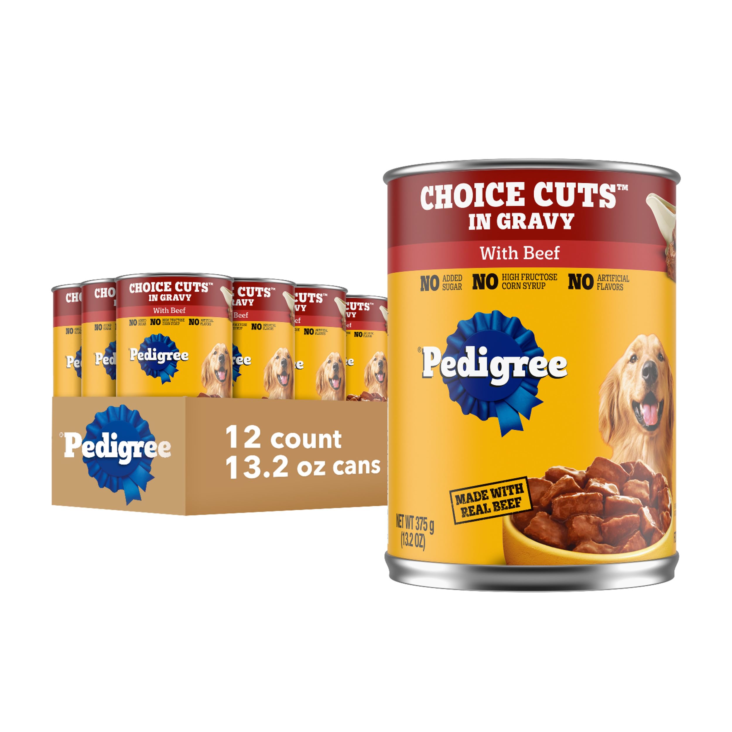 Pedigree Choice Cuts In Gravy Adult Canned Soft Wet Dog Food With Beef, 22 oz. Cans (12 Count, Pack of 1)