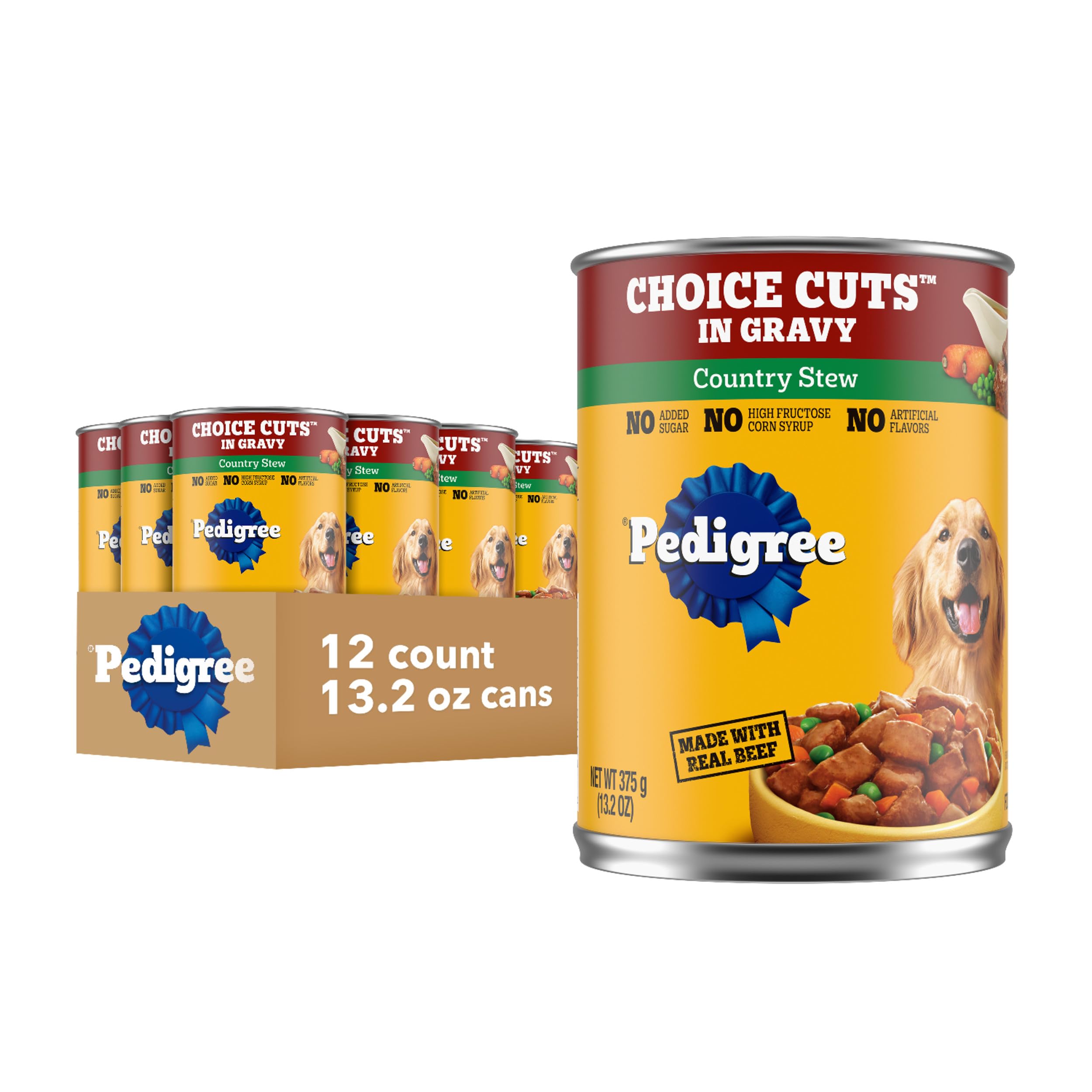 Pedigree Choice Cuts In Gravy Adult Canned Soft Wet Dog Food With Beef, 22 oz. Cans (12 Count, Pack of 1)