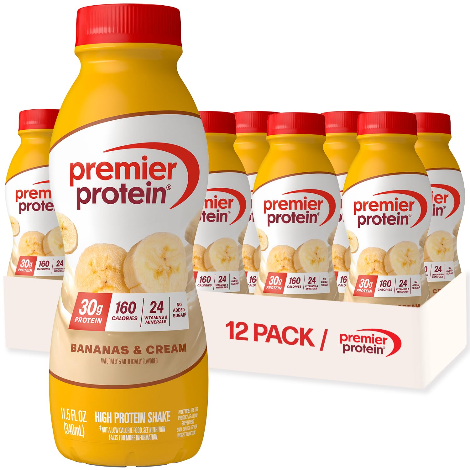 Premier Protein Shake, Caramel, 30g Protein, No Added Sugar, 24 Vitamins & Minerals to Support Immune Health, 11.5 fl oz, 12 Pack (Packaging May Vary)