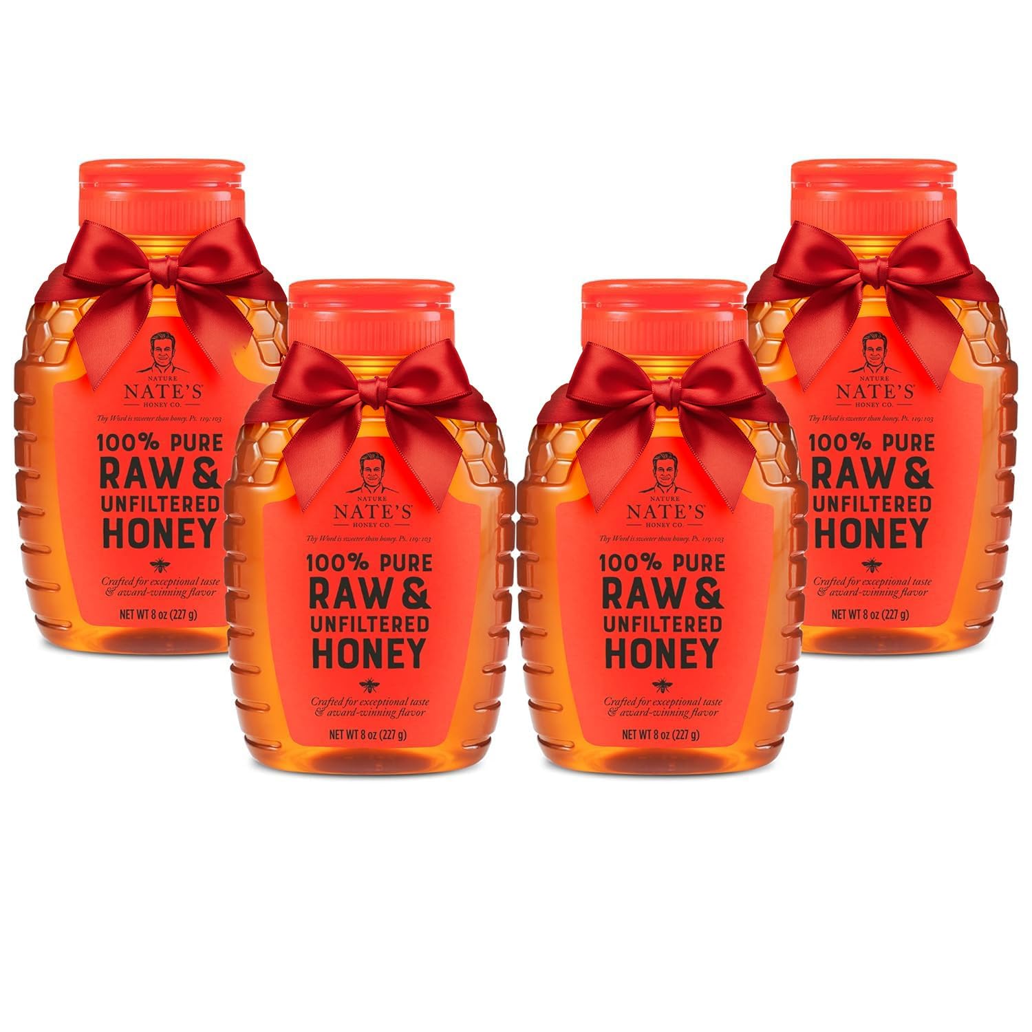 Nate's 100% Pure, Raw & Unfiltered Honey - Award-Winning Taste, 32oz. Squeeze Bottle