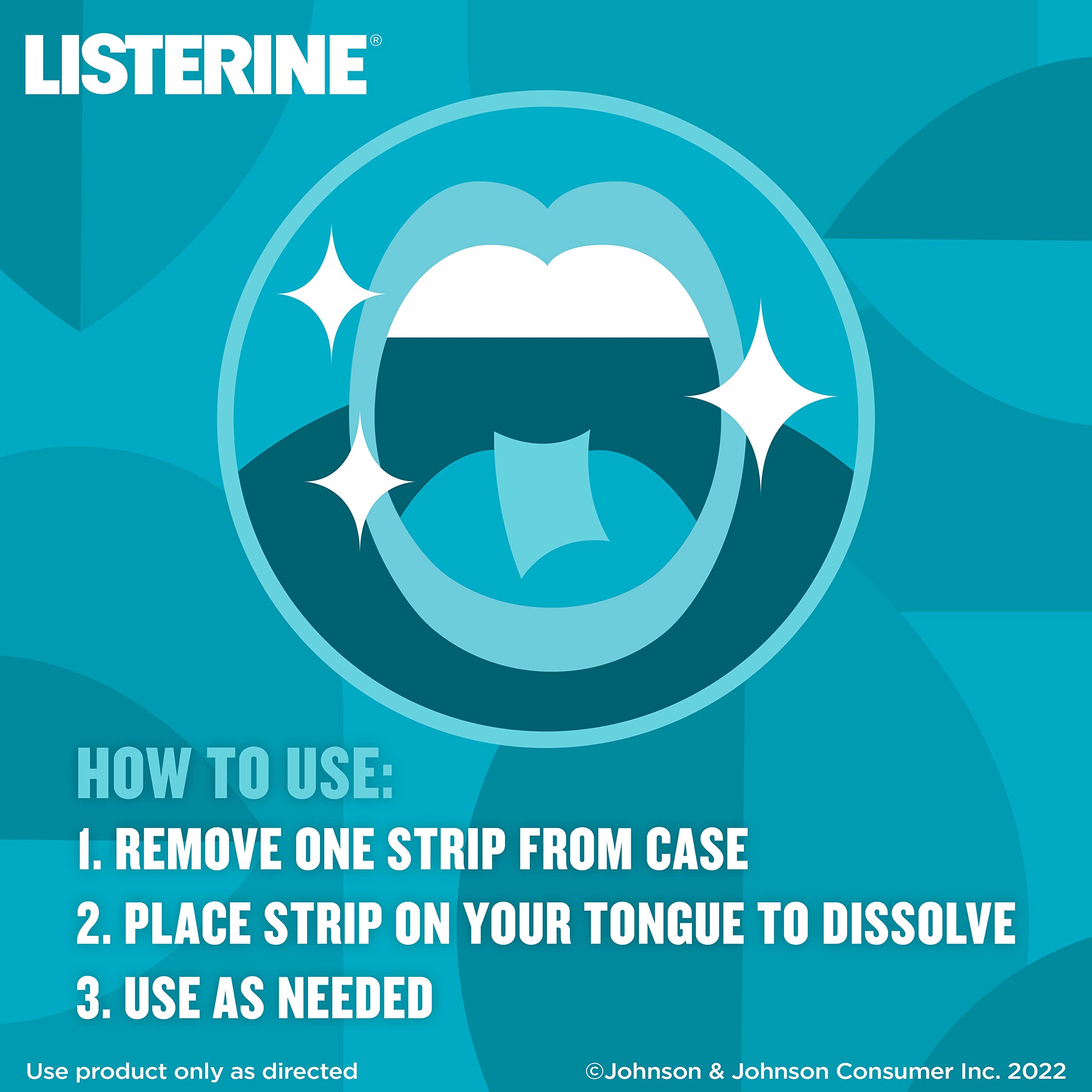 Listerine PocketPaks Cool Mint Breath Strips, Portable Pocket-Sized Oral Care Mouth Freshener, Dissolving Strips Kill 99% of Bad Breath Germs, Sugar Free, 3 x 24-Strip Packs
