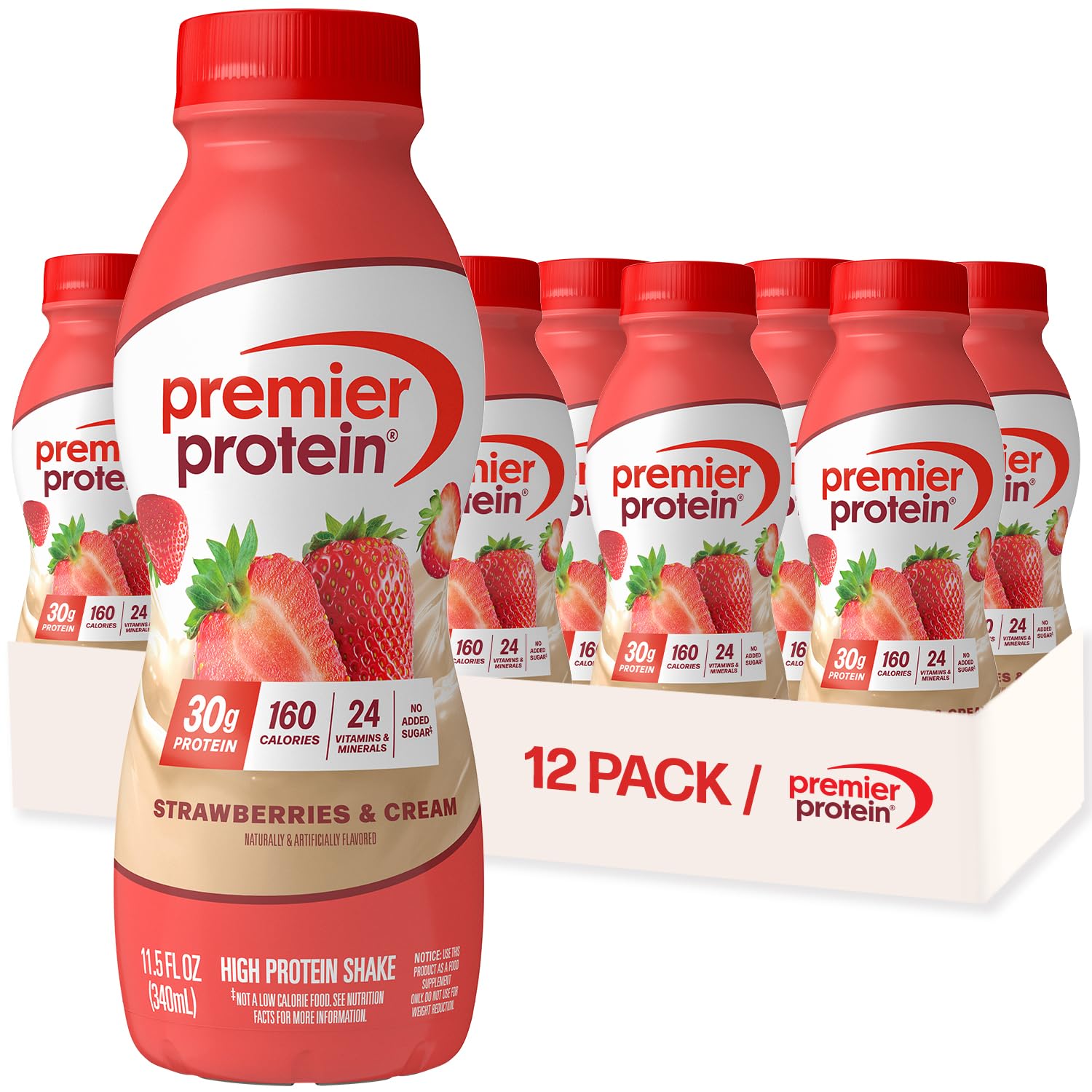 Premier Protein Shake, Caramel, 30g Protein, No Added Sugar, 24 Vitamins & Minerals to Support Immune Health, 11.5 fl oz, 12 Pack (Packaging May Vary)