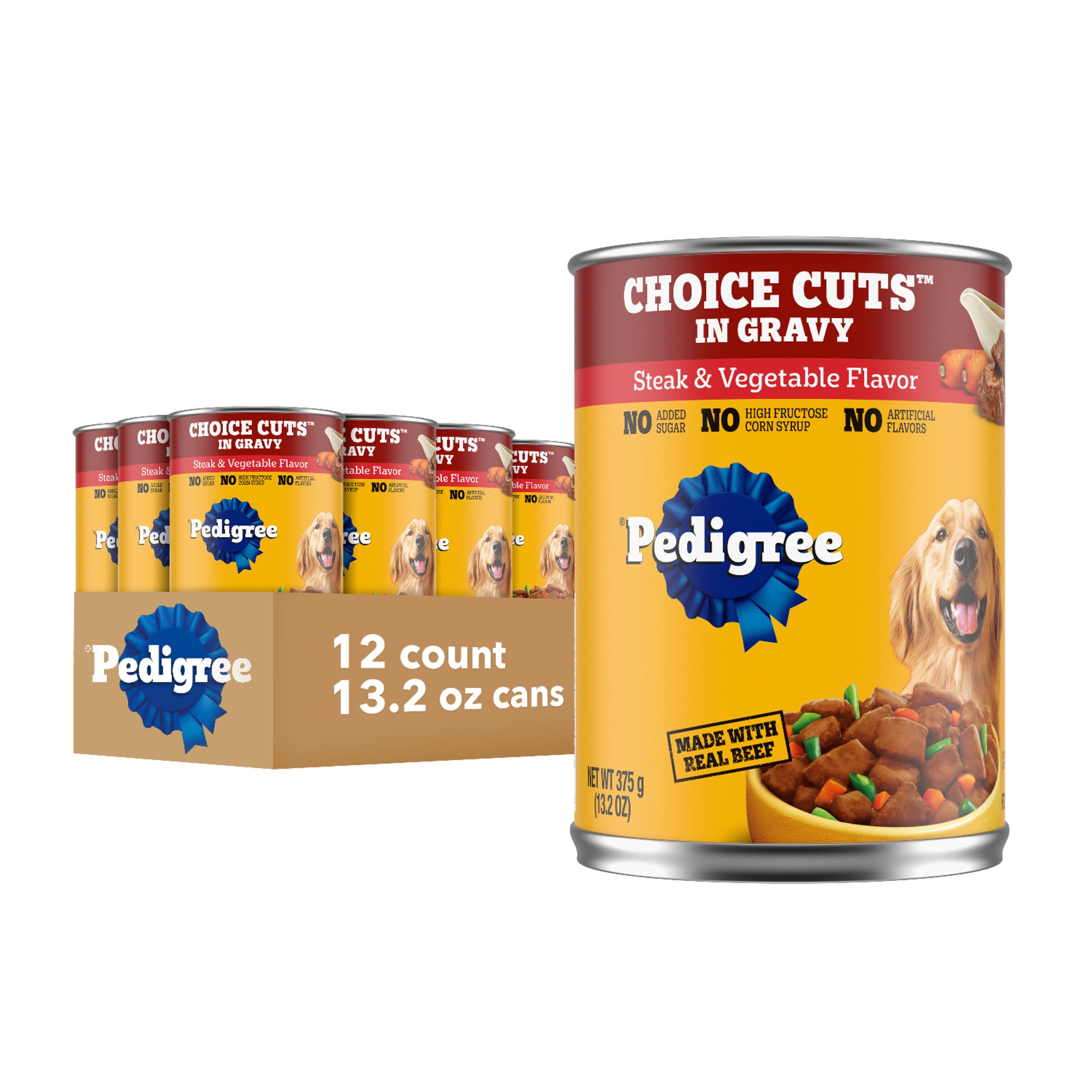 Pedigree Choice Cuts In Gravy Adult Canned Soft Wet Dog Food With Beef, 22 oz. Cans (12 Count, Pack of 1)