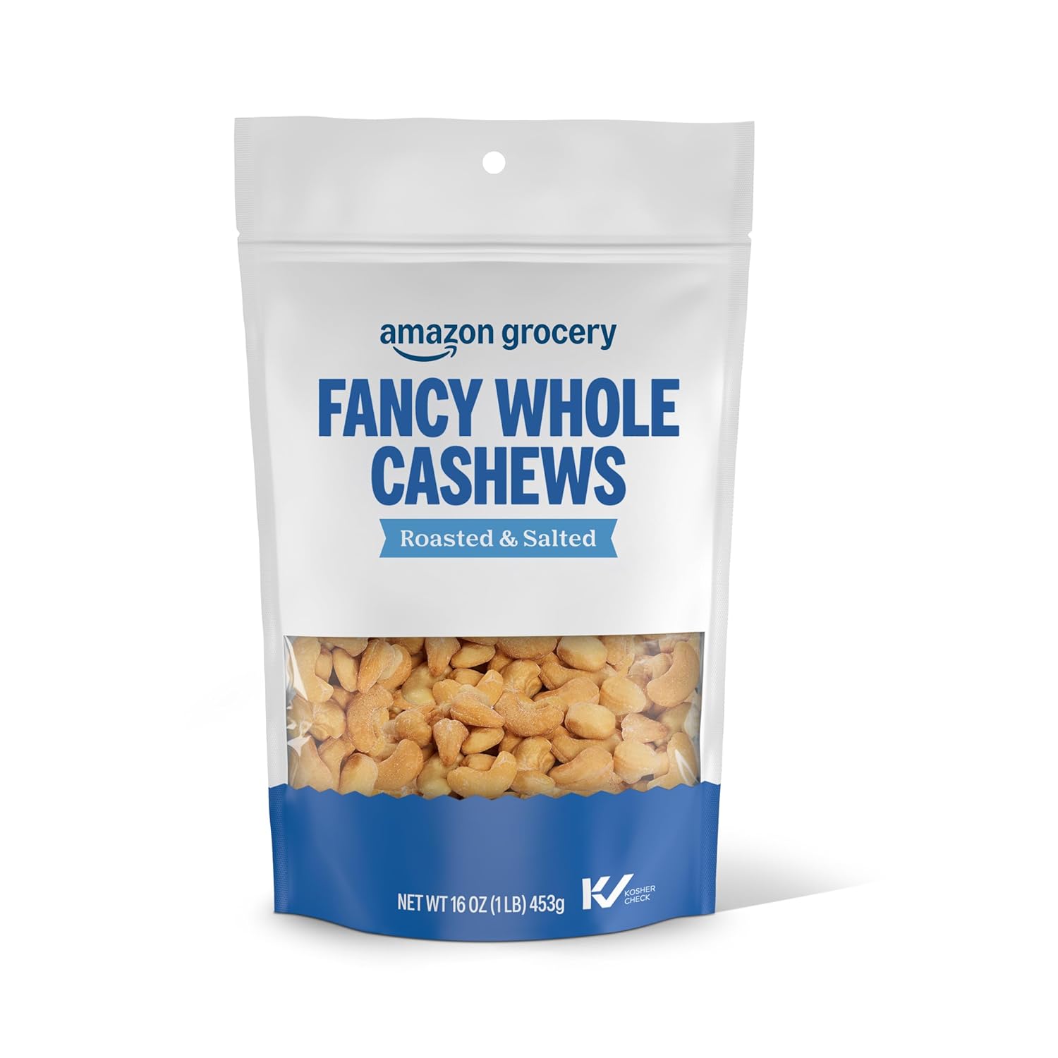 Amazon Grocery, Fancy Whole Cashews, Roasted & Salted, 16 Oz (Previously Happy Belly, Packaging May Vary)