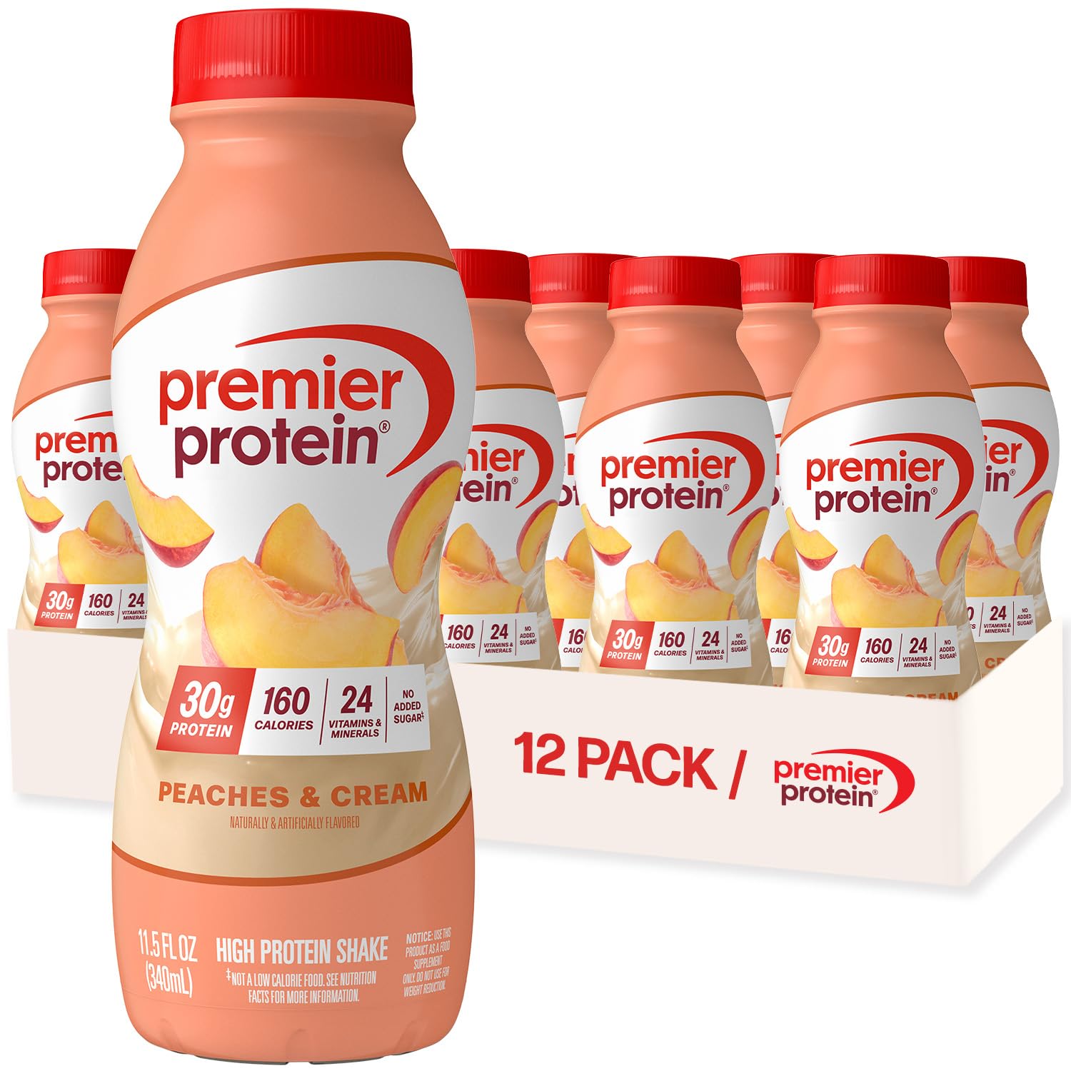 Premier Protein Shake, Caramel, 30g Protein, No Added Sugar, 24 Vitamins & Minerals to Support Immune Health, 11.5 fl oz, 12 Pack (Packaging May Vary)