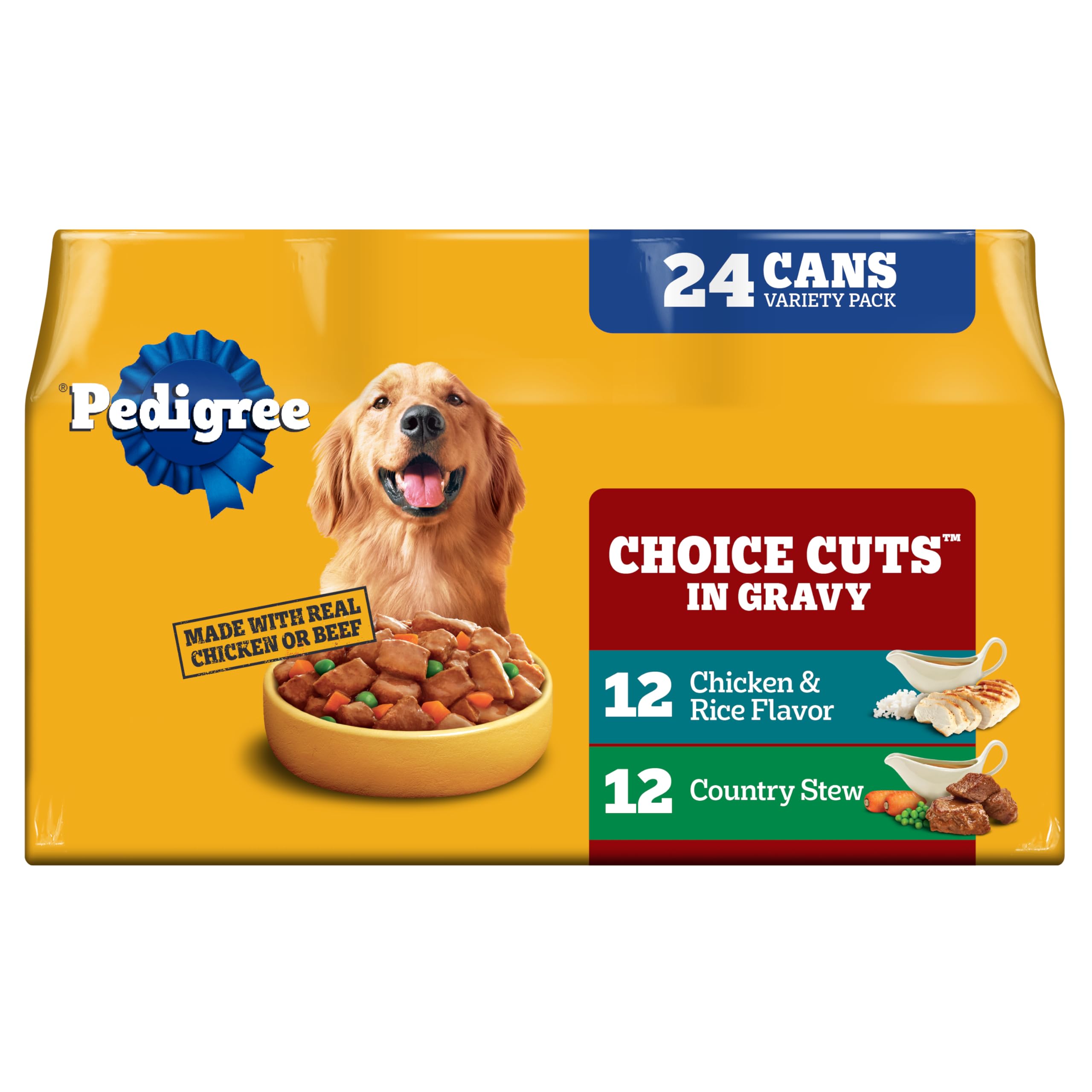 Pedigree Choice Cuts In Gravy Adult Canned Soft Wet Dog Food With Beef, 22 oz. Cans (12 Count, Pack of 1)