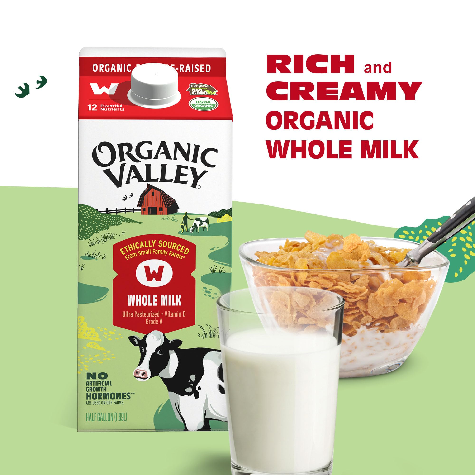Organic Valley, Organic Whole Milk, 64 Oz (Half Gallon)