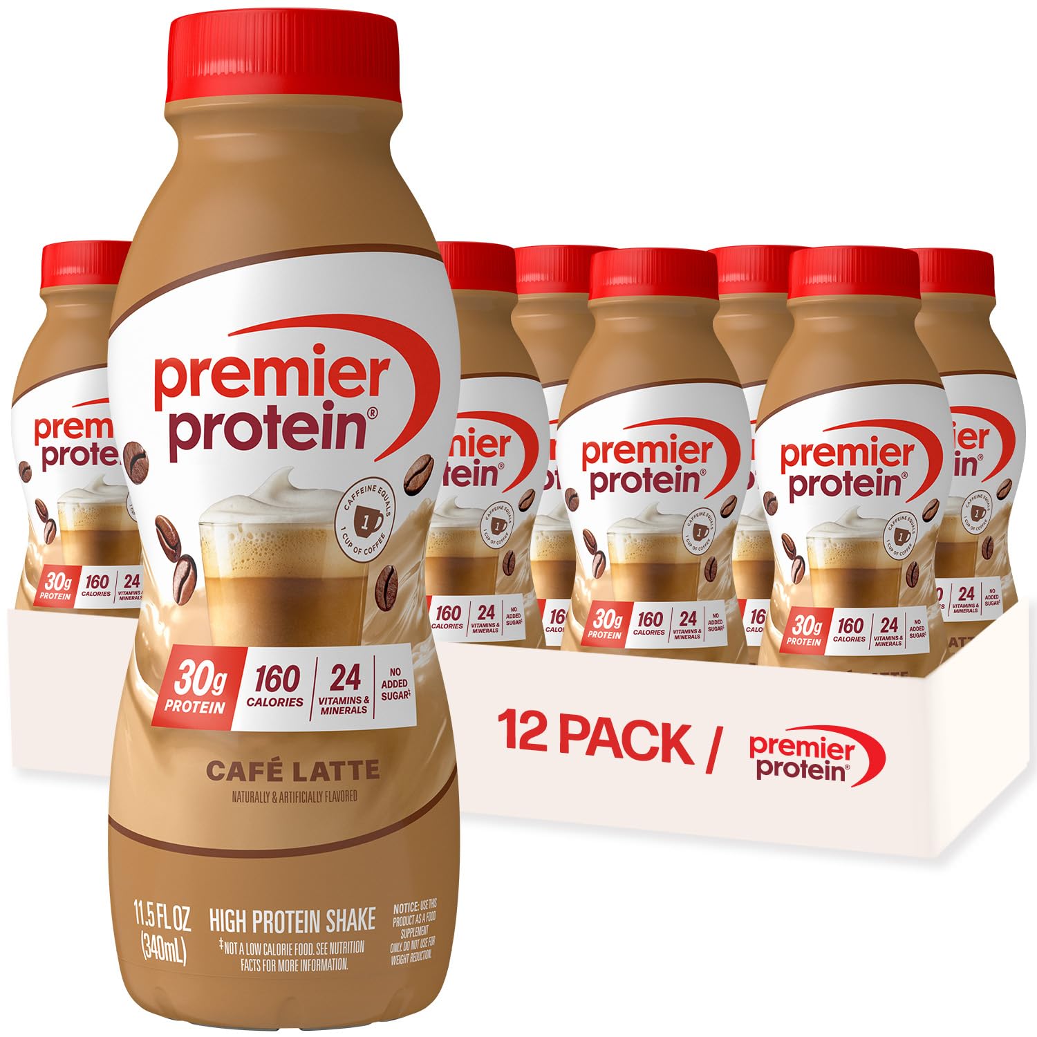 Premier Protein Shake, Caramel, 30g Protein, No Added Sugar, 24 Vitamins & Minerals to Support Immune Health, 11.5 fl oz, 12 Pack (Packaging May Vary)