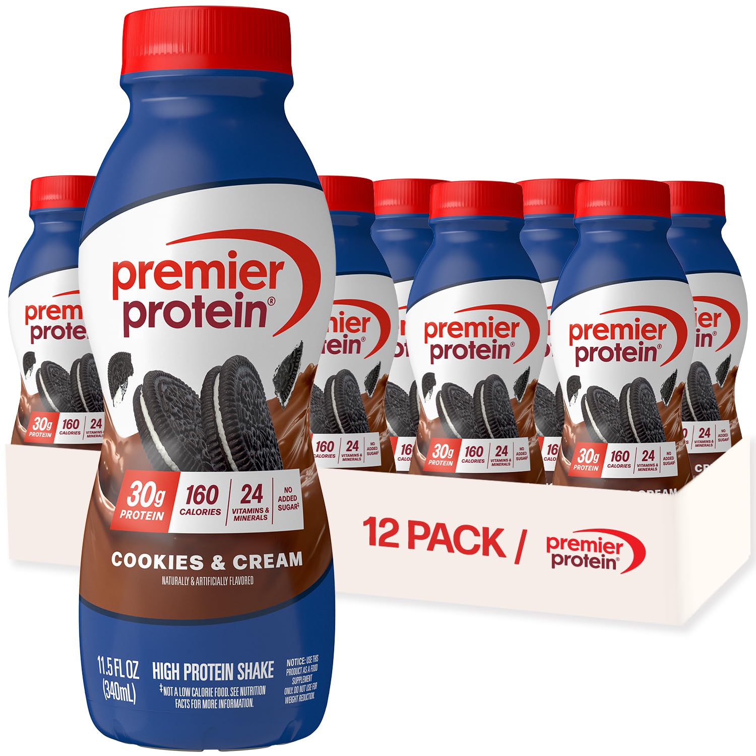 Premier Protein Shake, Caramel, 30g Protein, No Added Sugar, 24 Vitamins & Minerals to Support Immune Health, 11.5 fl oz, 12 Pack (Packaging May Vary)