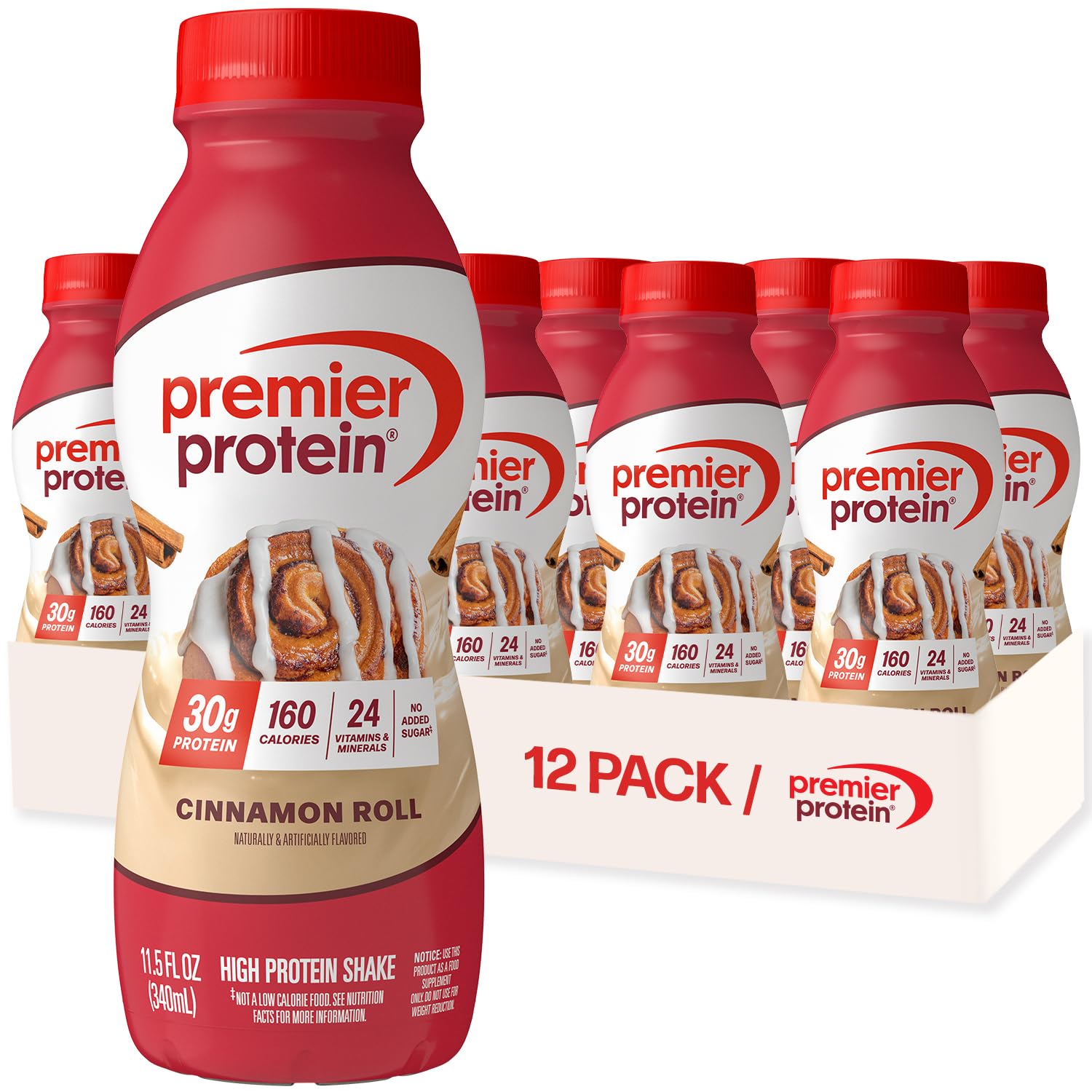 Premier Protein Shake, Caramel, 30g Protein, No Added Sugar, 24 Vitamins & Minerals to Support Immune Health, 11.5 fl oz, 12 Pack (Packaging May Vary)