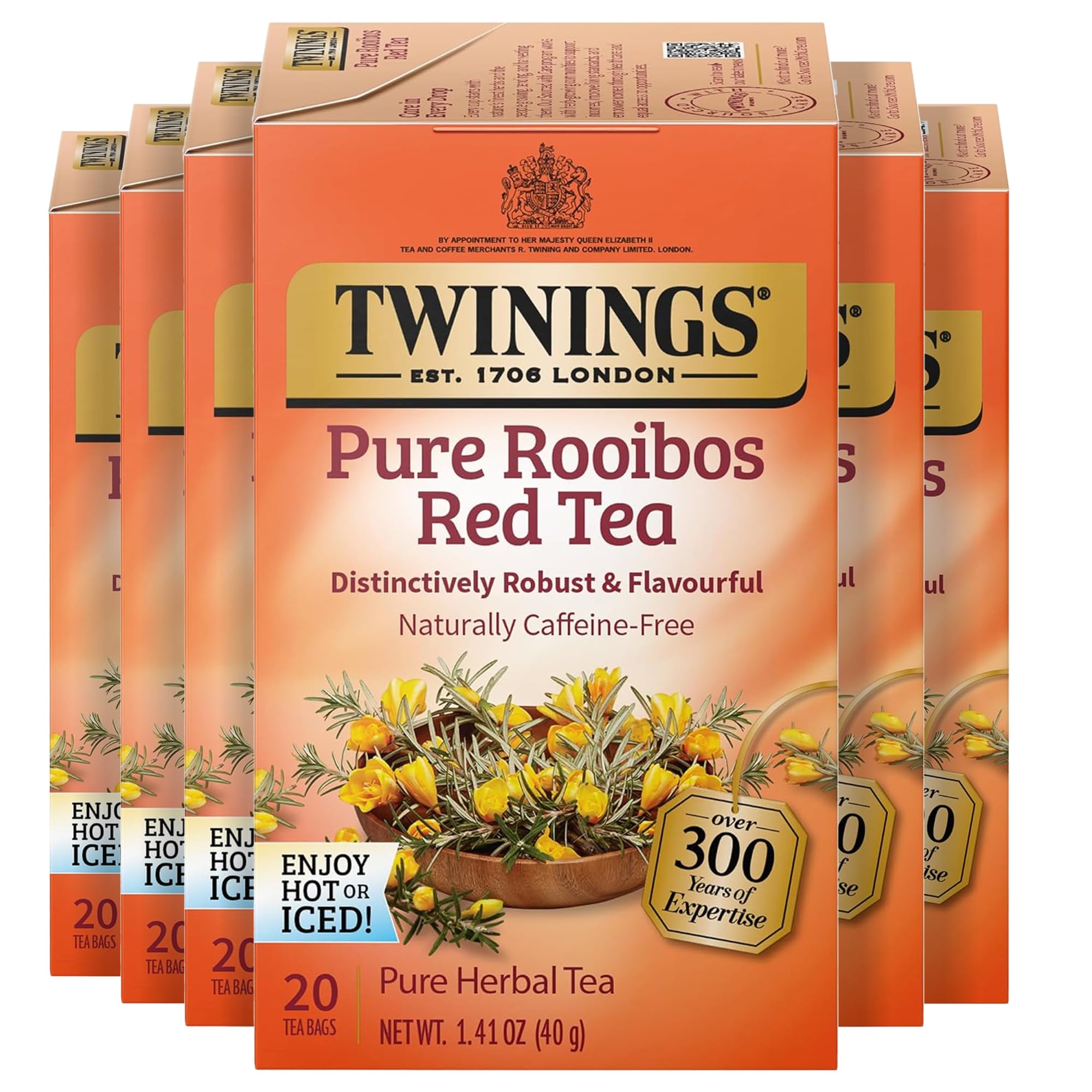 Twinings Lemon & Ginger Herbal Tea Individually Wrapped Bags, 100 Count (Pack of 1), Tangy Lemon, Spicy Ginger, Naturally Caffeine-Free, Enjoy Hot or Iced, 100 Teabags