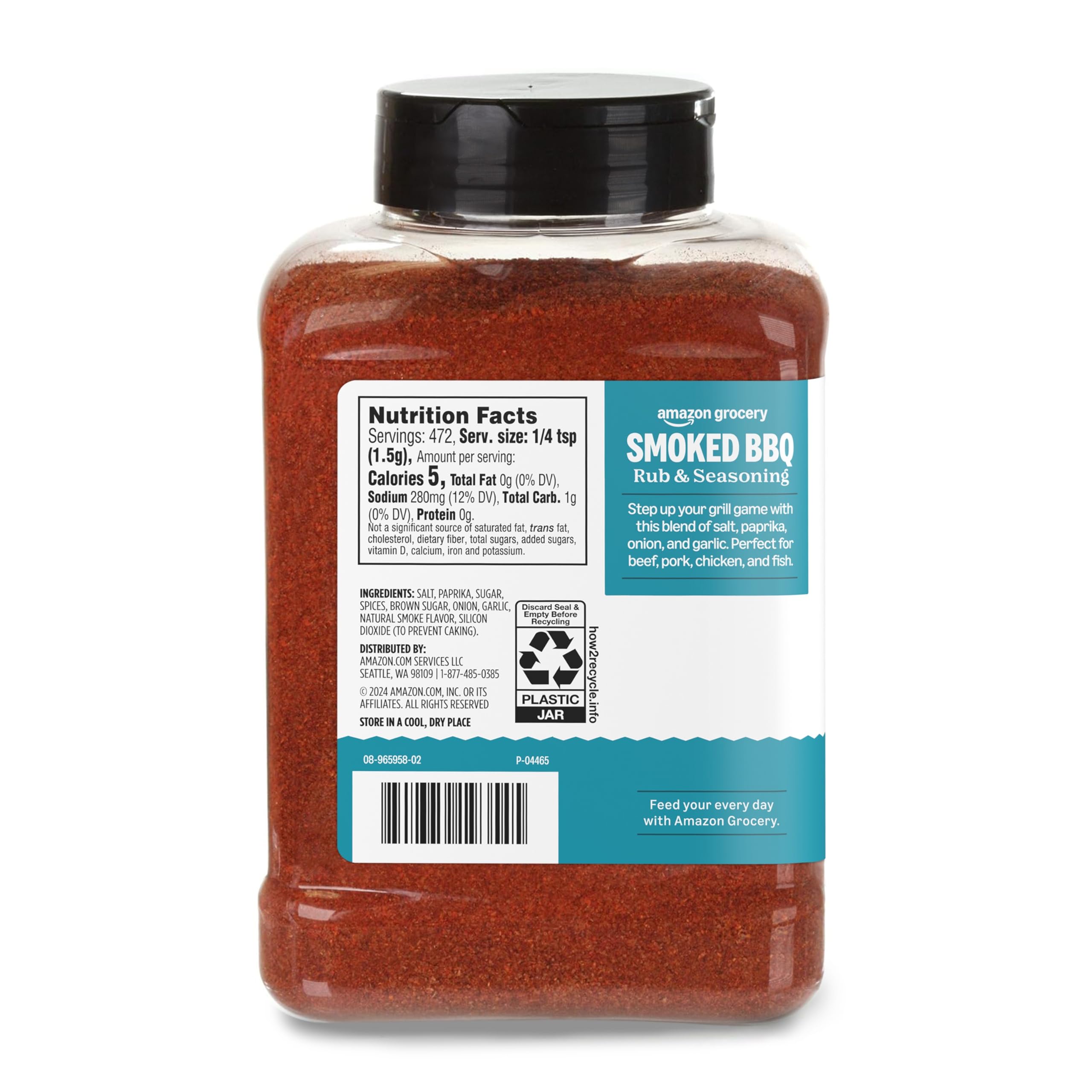 Amazon Grocery, Smoked BBQ Rub & Seasoning, 25 Oz (Previously Happy Belly, Packaging May Vary)