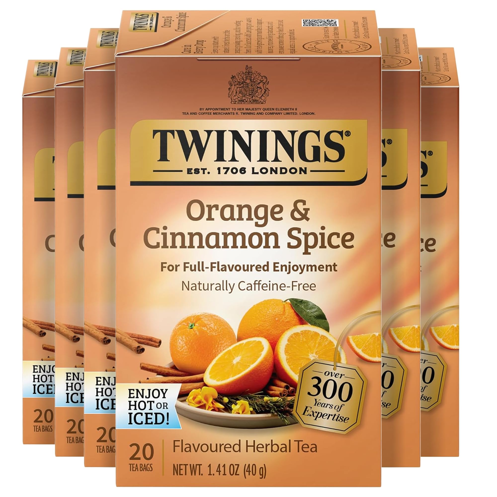 Twinings Lemon & Ginger Herbal Tea Individually Wrapped Bags, 100 Count (Pack of 1), Tangy Lemon, Spicy Ginger, Naturally Caffeine-Free, Enjoy Hot or Iced, 100 Teabags