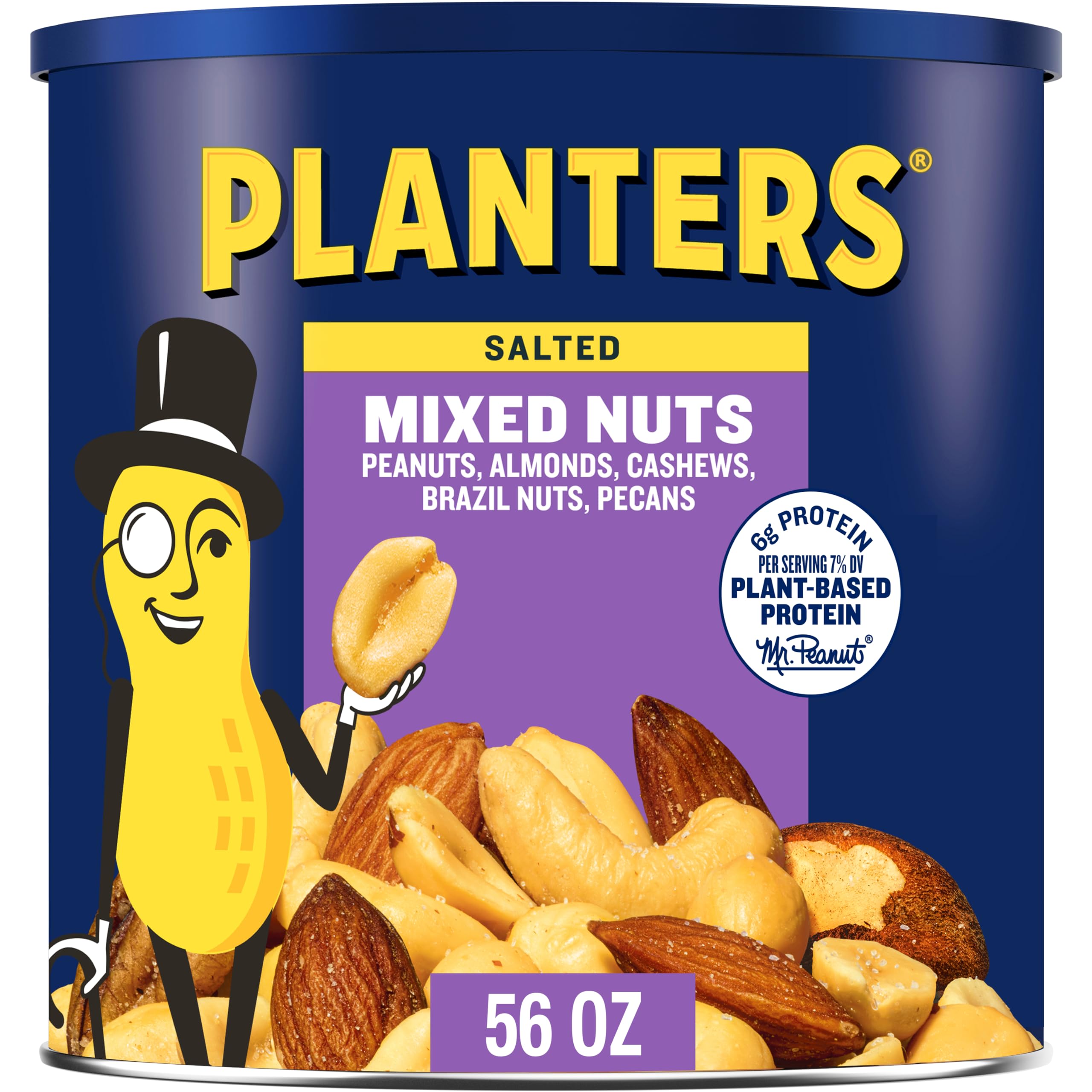 PLANTERS Deluxe Mixed Nuts with Sea Salt, 27 oz Resealable Container - Variety Mixed Nuts Snacks with Cashews, Almonds, Pecans, Pistachios & Hazelnuts - Energy Boost - Kosher
