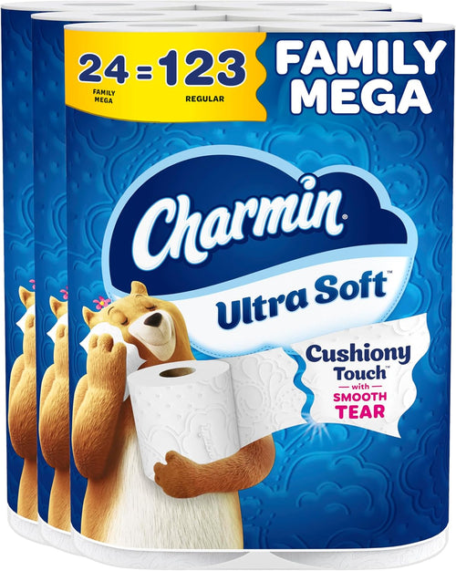 Charmin Ultra Soft Cushiony Touch Toilet Paper, 12 Family Mega XL Rolls = 84 Regular Rolls