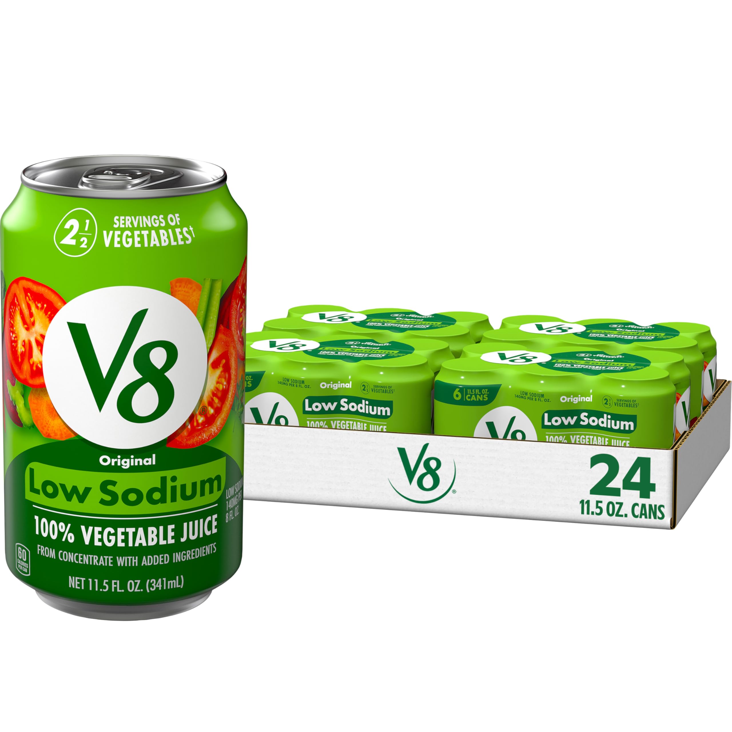 V8 Original 100% Vegetable Juice, 11.5 fl oz Can (24 Pack)