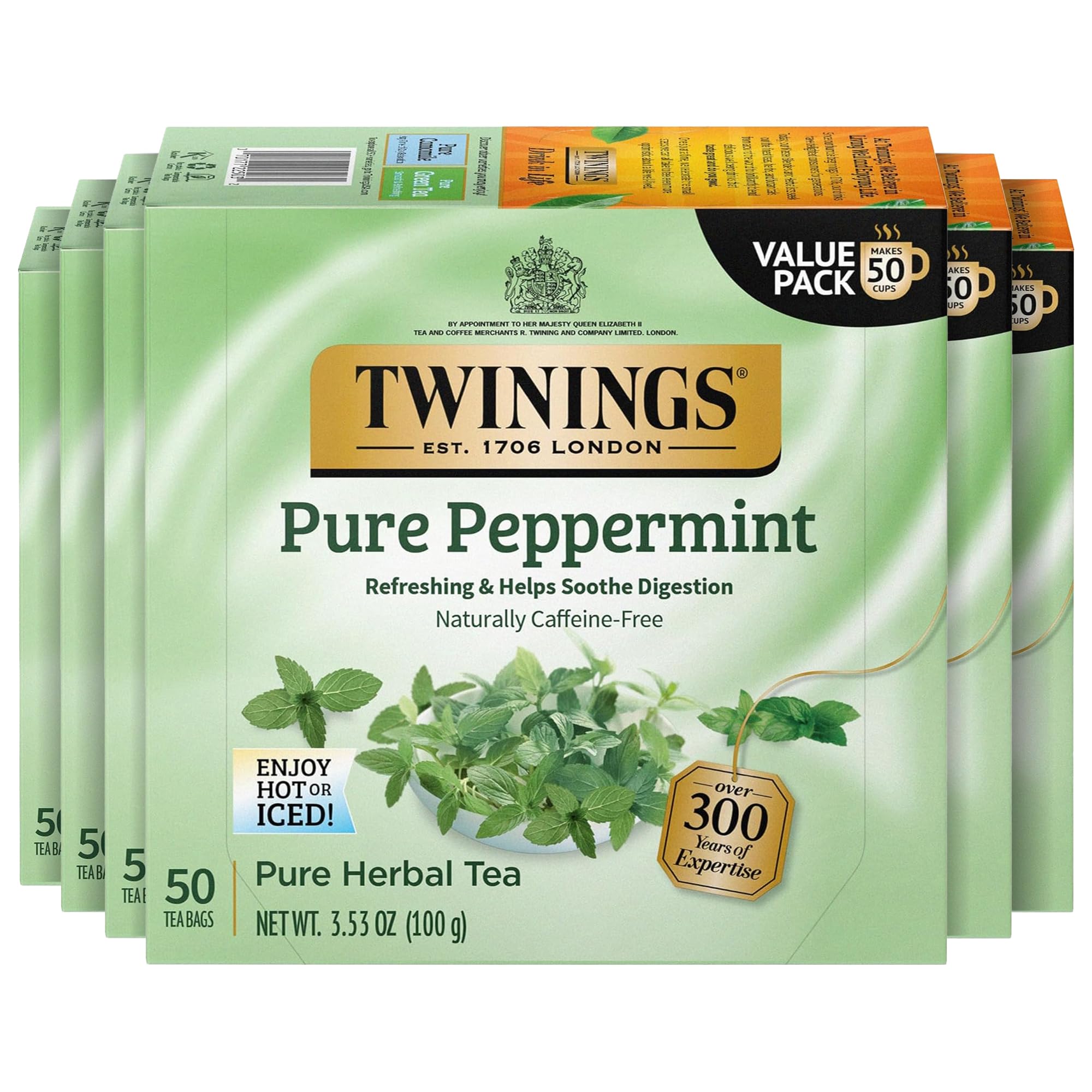Twinings Lemon & Ginger Herbal Tea Individually Wrapped Bags, 100 Count (Pack of 1), Tangy Lemon, Spicy Ginger, Naturally Caffeine-Free, Enjoy Hot or Iced, 100 Teabags