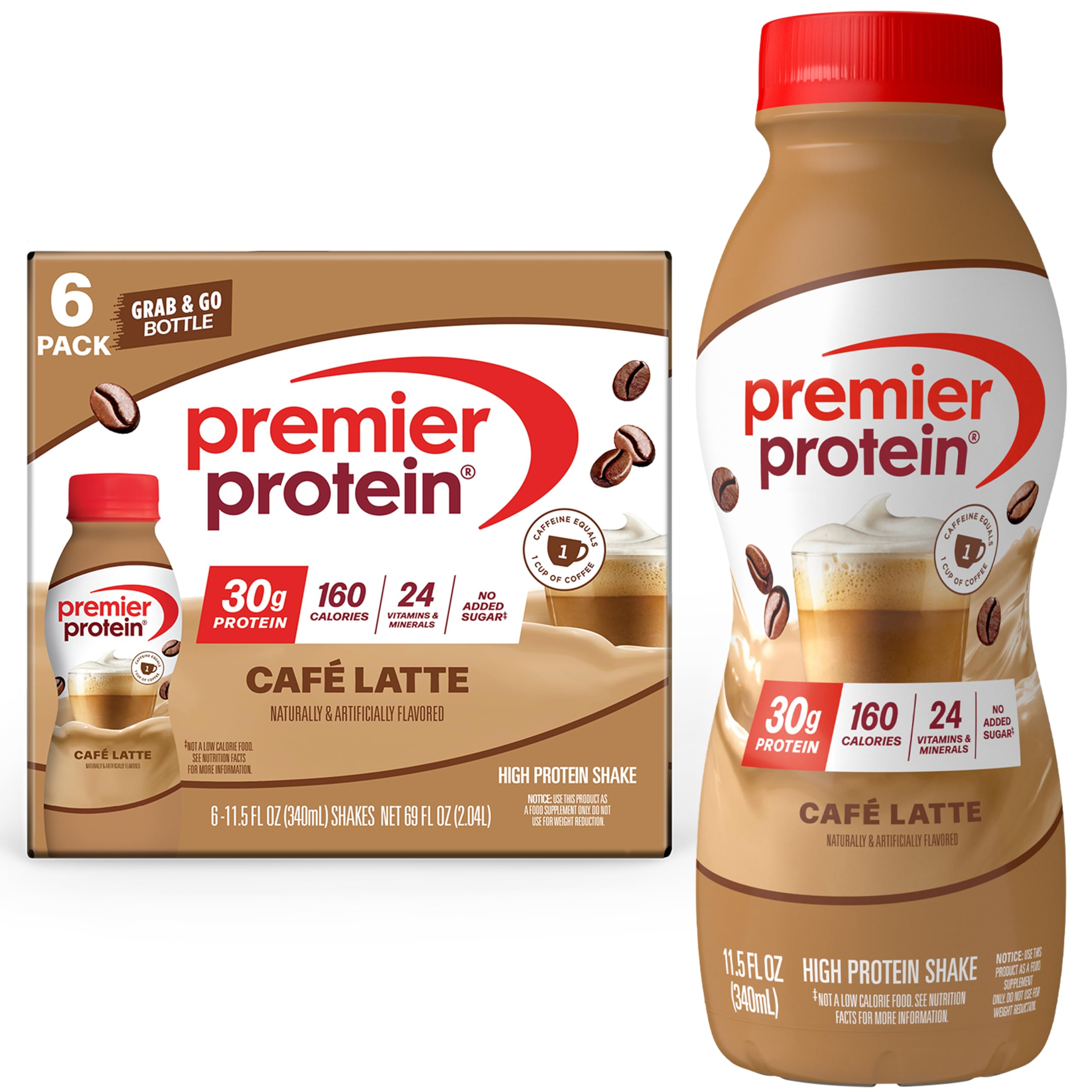 Premier Protein Shake, Caramel, 30g Protein, No Added Sugar, 24 Vitamins & Minerals to Support Immune Health, 11.5 fl oz, 12 Pack (Packaging May Vary)