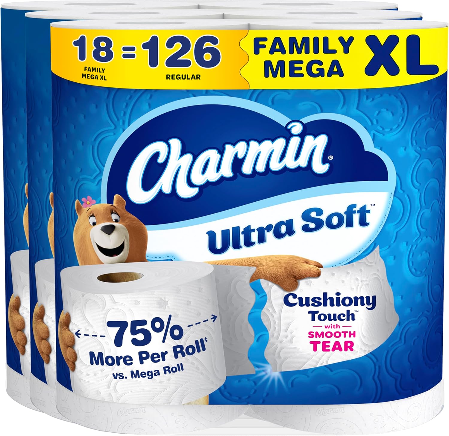Charmin Ultra Soft Cushiony Touch Toilet Paper, 12 Family Mega XL Rolls = 84 Regular Rolls