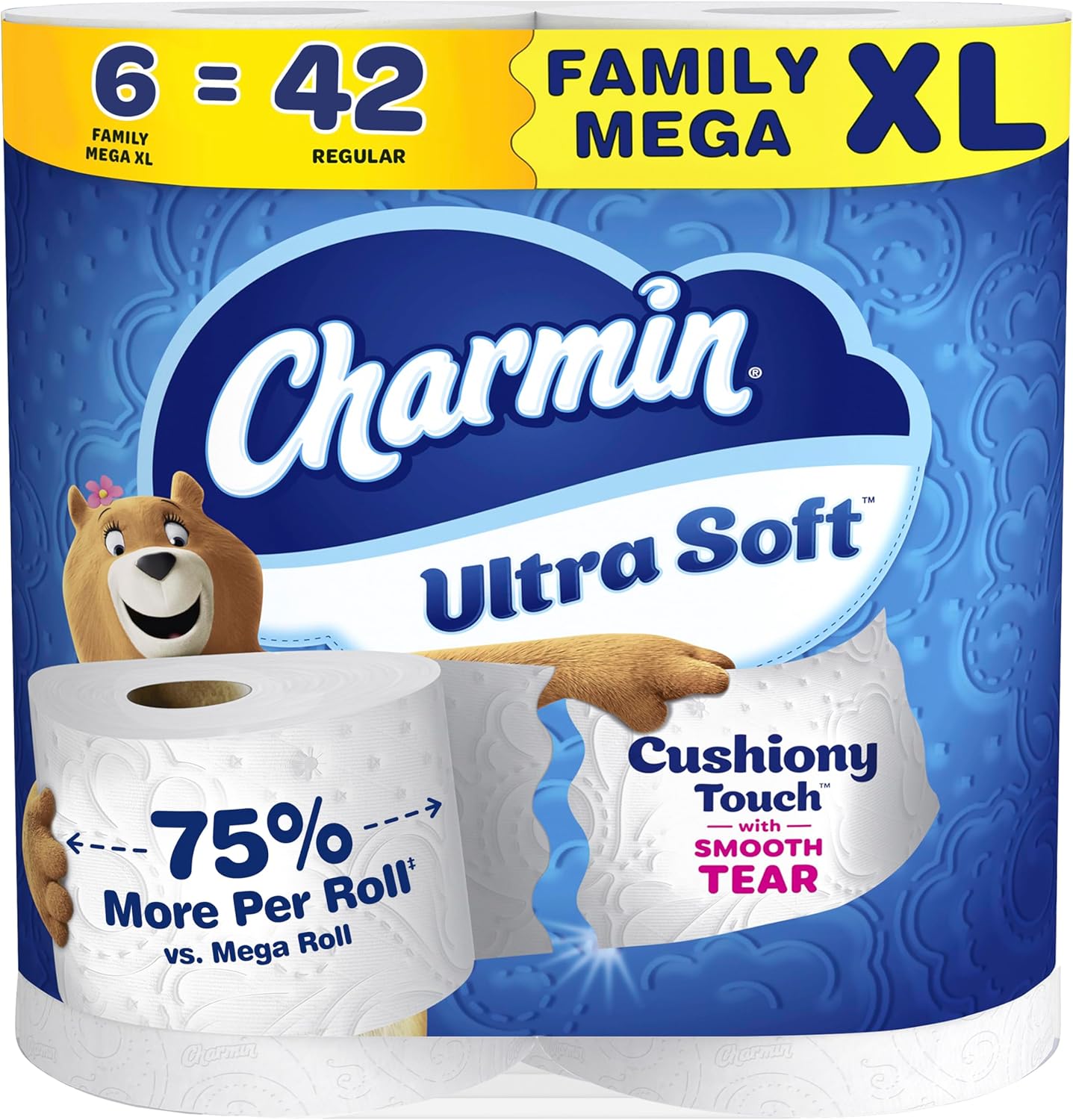 Charmin Ultra Soft Cushiony Touch Toilet Paper, 12 Family Mega XL Rolls = 84 Regular Rolls